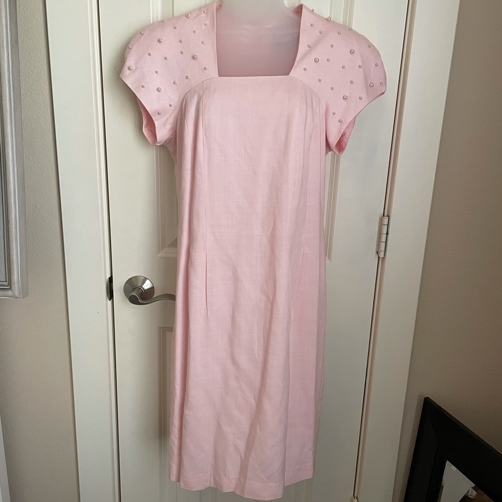 VINTAGE Jessica Howard Pink Dress with Pearls
